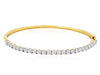 1.0CT DIAMOND 14KT 2 TONE GOLD ROUND CLASSIC SEMI ETERNITY CUFF BANGLE BRACELET