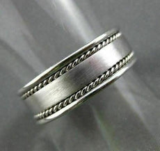 ESTATE WIDE 14KT WHITE GOLD FILIGREE DOUBLE ROPE DESIGN MENS WEDDING RING #1316