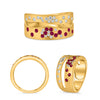 WIDE .54CT DIAMOND & AAA RUBY 14KT YELLOW GOLD ROUND DOUBLE BAND ETOILE FUN RING