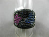 ESTATE 2.85CT BLACK DIAMOND & AAA MULTI COLOR SAPPHIRE 18KT GOLD BUTTERFLY RING