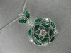 ESTATE LARGE 2.41CT DIAMOND & AAA EMERALD 18K WHITE GOLD CLASSIC FLOWER PENDANT