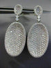 ESTATE LARGE 5.59CT DIAMOND 18KT WHITE GOLD 3D PAVE OVAL SHAPE HANGING EARRINGS