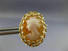 ANTIQUE 14K YELLOW GOLD 3D CLASSIC LADY CAMEO FILIGREE PUSH BACK EARRINGS #20155