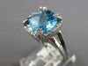4.66CT DIAMOND & AAA BLUE TOPAZ 14KT WHITE GOLD CUSHION & ROUND ENGAGEMENT RING