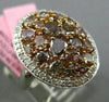 ESTATE LARGE 3CT MULTI COLOR DIAMOND 18K WHITE & ROSE GOLD OVAL MULTI SHAPE RING