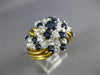 ESTATE LARGE 2.0CT DIAMOND & AAA SAPPHIRE 18KT 2 TONE GOLD 3D FLOWER FUN RING