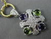 ESTATE LARGE 3.50CT DIAMOND & GREEN PURPLE AMETHYST 14K GOLD PAVE ITALY NECKLACE