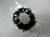 ESTATE LARGE .82CT DIAMOND & AAA ONYX 14KT WHITE GOLD 3D HEART FLOWER FUN RING