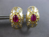 LARGE 1.36CT DIAMOND & AAA RUBY 18KT 2 TONE GOLD 3D HANDCRAFTED EARRINGS #28136