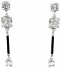 2.97CT DIAMOND & AAA ONYX 18KT WHITE GOLD ROUND & BAGUETTE BY THE YARD EARRINGS