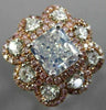 ESTATE EXTRA LARGE 3.92CT MULTI COLOR DIAMOND 18KT WHITE & ROSE ENGAGEMENT RING