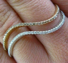 ESTATE LARGE .61CT ROUND DIAMOND 18K WHITE & ROSE GOLD 3D TWO ROW WAVE LOVE RING
