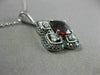 ESTATE 2.83CT WHITE & BLACK DIAMOND & GARNET 14K 2 TONE GOLD OPEN SQUARE PENDANT