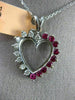 ESTATE .90CT DIAMOND & AAA RUBY 14KT WHITE GOLD OPEN HEART LOVE FLOATING PENDANT