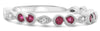 ESTATE .19CT DIAMOND & AAA RUBY 14KT WHITE GOLD SWIRL WEDDING ANNIVERSARY RING