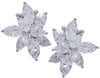 LARGE 8.7CT DIAMOND PLATINUM PEAR SHAPE & MARQUISE CLUSTER FLOWER STUD EARRINGS
