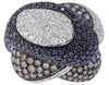 EXTRA LARGE 6.15CT WHITE BLACK & CHOCOLATE FANCY DIAMOND 18K WHITE GOLD FUN RING
