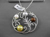 ESTATE LARGE 1.30CT DIAMOND & MULTI COLOR PEARL 18K WHITE GOLD FLOATING PENDANT