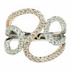 ESTATE LARGE .98CT DIAMOND 18KT WHITE & ROSE GOLD 3D SWIRL LOVE KNOT FUN RING