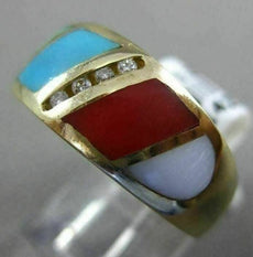 ESTATE WIDE .07CT DIAMOND & MULTI COLOR QUARTZ 14KT WHITE GOLD MULTI SHAPE RING