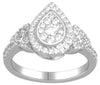 ESTATE .50CT DIAMOND 14KT WHITE GOLD ROUND PEAR SHAPE CLUSTER SEMI ETERNITY RING