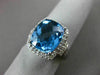 ESTATE 6.27CTW DIAMOND & AAA BLUE TOPAZ 14KT WHITE GOLD 3D FILIGREE HALO RING