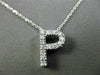 ESTATE LARGE .21CT DIAMOND 14KT WHITE GOLD 3D "P" FLOATING INITIAL PENDANT 18476