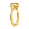 1.48CT DIAMOND & AAA EMERALD 14KT YELLOW GOLD OVAL ROUND 3 STONE ENGAGEMENT RING