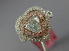 ESTATE 1.79CT WHITE & PINK DIAMOND 18KT 2 TONE GOLD DOUBLE HALO ENGAGEMENT RING