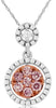 .36CT WHITE & PINK DIAMOND 14K WHITE & ROSE GOLD CLUSTER FLOWER FLOATING PENDANT