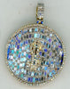 LARGE 2.17CT DIAMOND 14K 2 TONE GOLD ROUND BAGUETTE CIRCULAR DOLLAR SIGN PENDANT