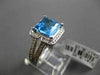 ESTATE WIDE 3.5CTW DIAMOND & AAA EXTRA FACET BLUE TOPAZ 14K WHITE GOLD HALO RING