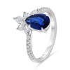 WIDE 2.53CT DIAMOND AAA SAPPHIRE 14KT WHITE GOLD MULTI SHAPE CLUSTER FLORAL RING