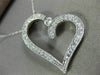 ANTIQUE 1.05CT DIAMOND 14KT WHITE GOLD 3D FILIGREE MILGRAIN HEART PENDANT #17756