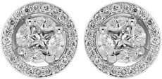 .61CT DIAMOND 18KT WHITE GOLD 3D ROUND MARQUISE & PRINCESS CLUSTER STUD EARRINGS