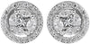 .61CT DIAMOND 18KT WHITE GOLD 3D ROUND MARQUISE & PRINCESS CLUSTER STUD EARRINGS