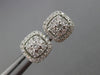 ESTATE .50CT DIAMOND 14KT WHITE GOLD 3D SQUARE DOUBLE HALO ROUND STUD EARRINGS