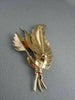 ESTATE LARGE HANDCRAFTED 18KT YELLOW GOLD 3 LEAF FILIGREE PIN BROOCH  #975