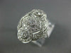 ANTIQUE WIDE .42CT DIAMOND 14KT WHITE GOLD 3D 3 STONE HALO FILIGREE RING #1330