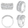LARGE 2CT DIAMOND 14K WHITE GOLD MARQUISE & ROUND 3 ROW WEDDING ANNIVERSARY RING
