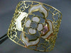 ESTATE LARGE .15CT DIAMOND 14K YELLOW GOLD MOTHER OF PEARL BLOOM BANGLE BRACELET