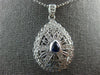 ESTATE LARGE 1.32CT DIAMOND & AAA SAPPHIRE 14KT WHITE GOLD 3D TEAR DROP PENDANT