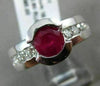 ESTATE WIDE 1.64CT DIAMOND & RUBY PLATINUM SEMI BEZEL SOLITAIRE ENGAGEMENT RING