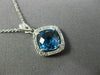 ESTATE 1.92CT DIAMOND & AAA BLUE TOPAZ 14K WHITE GOLD 3D FILIGREE ETOILE PENDANT
