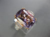 ESTATE LARGE 6.91CT DIAMOND & AAA AMETHYST 18K ROSE GOLD CUSHION ENGAGEMENT RING