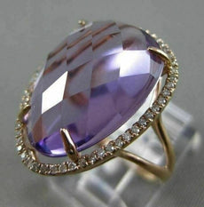 ESTATE LARGE 11.12CT DIAMOND & AAA AMETHYST 14K ROSE GOLD 3D HALO TEAR DROP RING