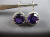 EXTRA LARGE 6.17CT DIAMOND & AAA AMETHYST 14K WHITE GOLD HALO LEVERBACK EARRINGS
