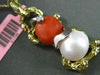ESTATE LARGE .06CT DIAMOND CORAL PEARL 14K 2 TONE GOLD NUGGET FLOATING PENDANT