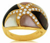 ESTATE .35CT DIAMOND & AAA MOTHER OF PEARL 14K YELLOW GOLD STAR ETOILE LOVE RING