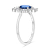 1.40CT DIAMOND & AAA SAPPHIRE PLATINUM 3D OVAL & BAGUETTE SOLITAIRE FUN RING